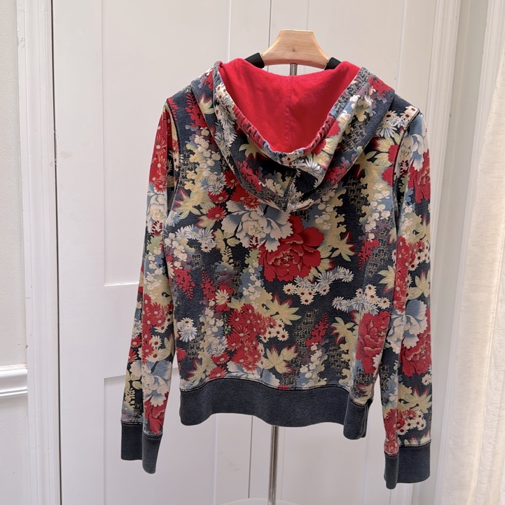 Lucky Brand Y2K Asian Floral Zip Hoodie Boho Retro S Vintage Fashion Streetwear - Picture 5 of 10